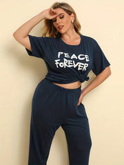  Letter Print Top & Pants Outfits Set