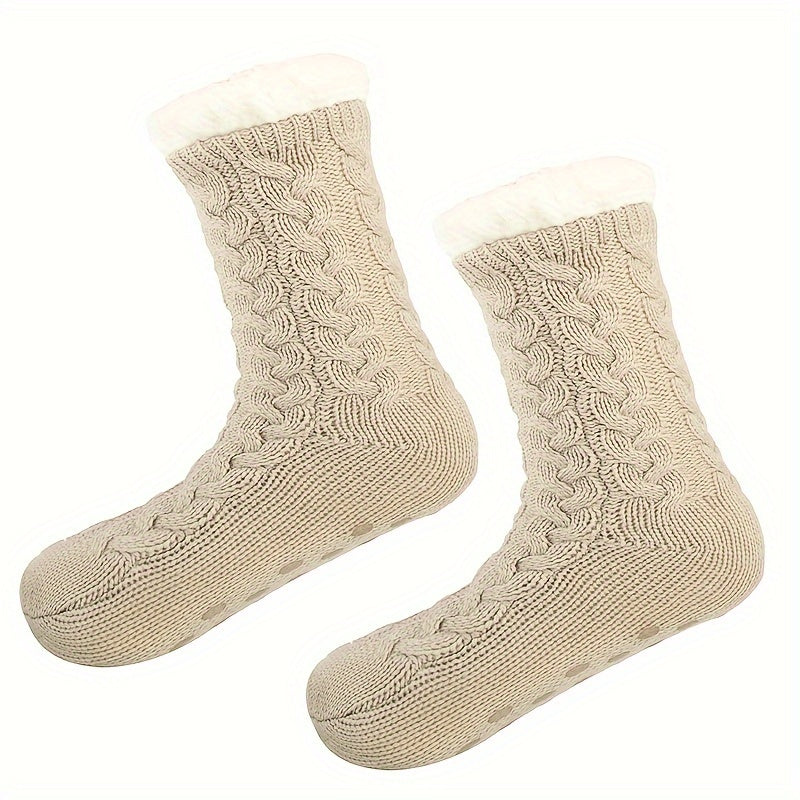 Plush Lined Knitted Socks Women's Stockings