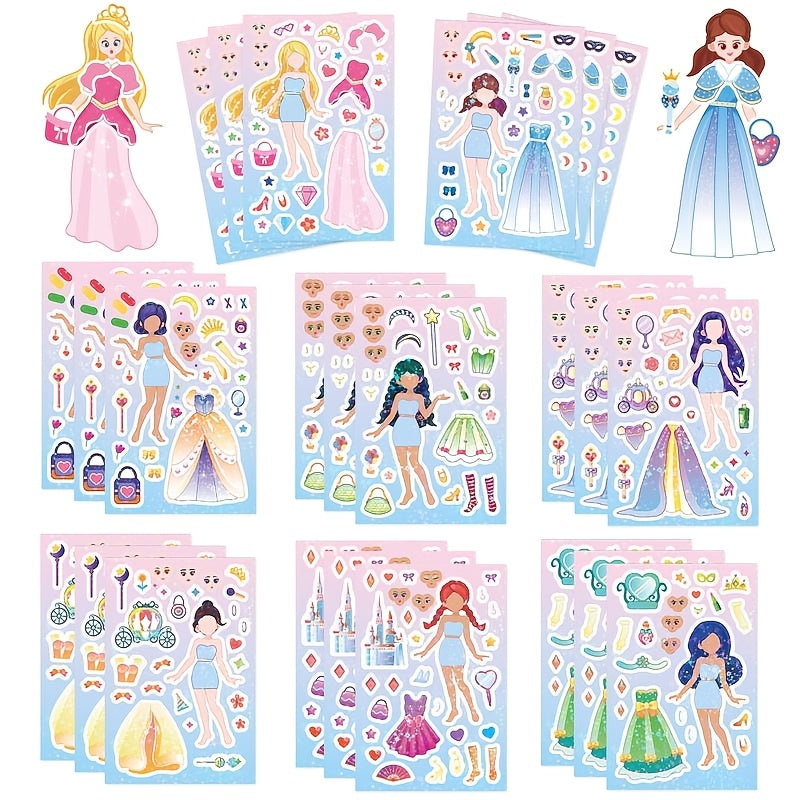 Princess Dress Up & Face Changing Sticker Set - Educational Puzzle