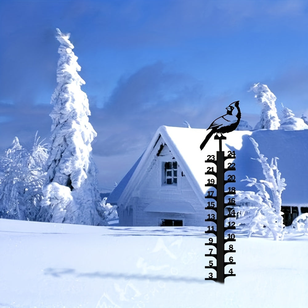 Metal Snow Gauge Large Snowfall Measuring Tool Winter Bird Shape Iron