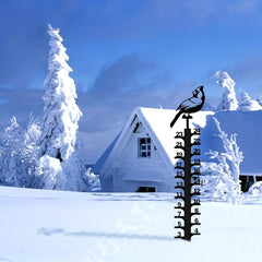 Metal Snow Gauge Large Snowfall Measuring Tool Winter Bird Shape Iron