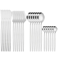 24 Pcs Stainless Steel Portuguese Tableware Set