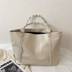 Minimalist Solid Tote Bag Satchel Handbag For Work Twisted Straps