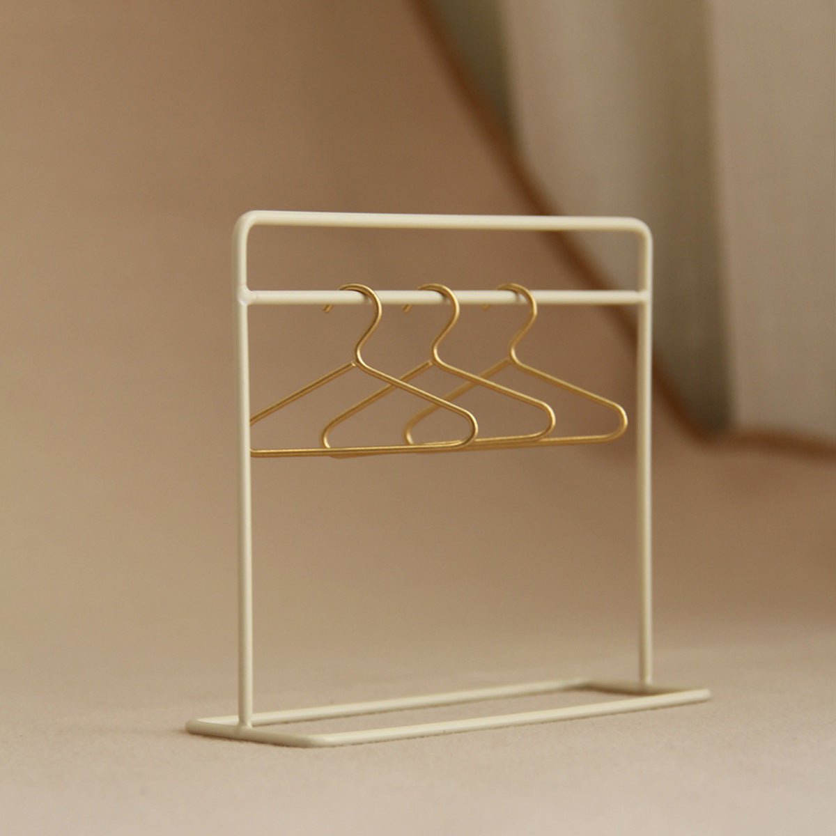 Mini Coat Rack Set with 3 Hangers - Golden Finish