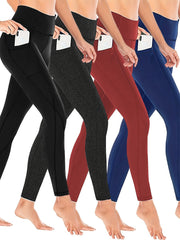 4 Pack Plus Size Women's Sports Leggings High Stretch Fitness Leggings Set