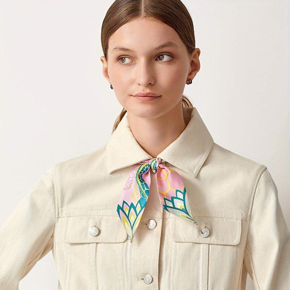 Colorful Giraffe Print Skinny Scarf Head Hair Ribbon Handbag Wrap Necktie