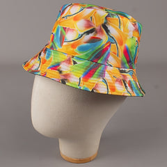 Colorful Graffiti Reversible Bucket Hat Orange Fisherman Sun Cap