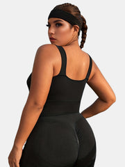  Seamless Ribbed Square Neck Sports Bra