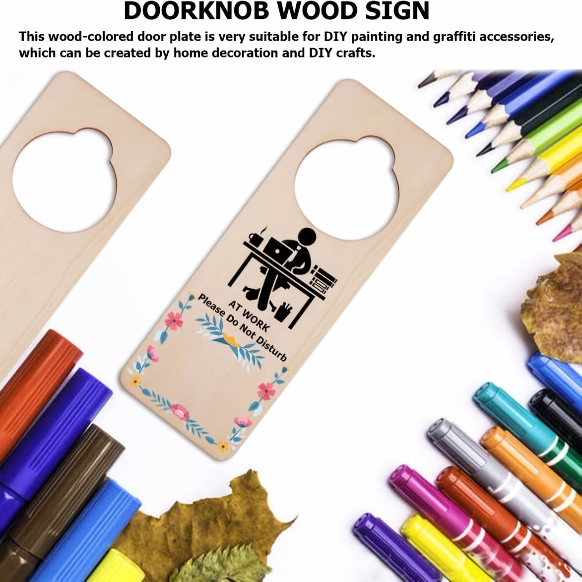 5pcs Natural Wooden Door Handle Hanger DIY Double-sided Hanging Decoration