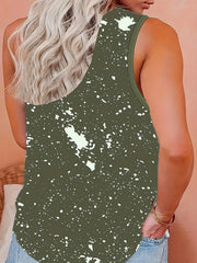 Flag Print Round Neck Tank Top Women's Plus