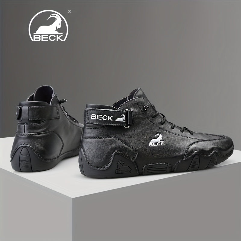 Men's Leather Lace-up Sneakers Comfortable Walking Shoes