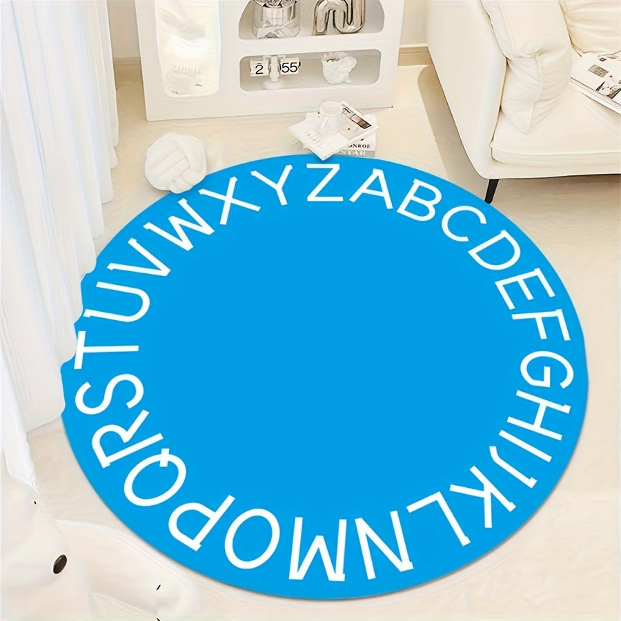 Soft Round Carpet English Letter Pattern Floor Mat
