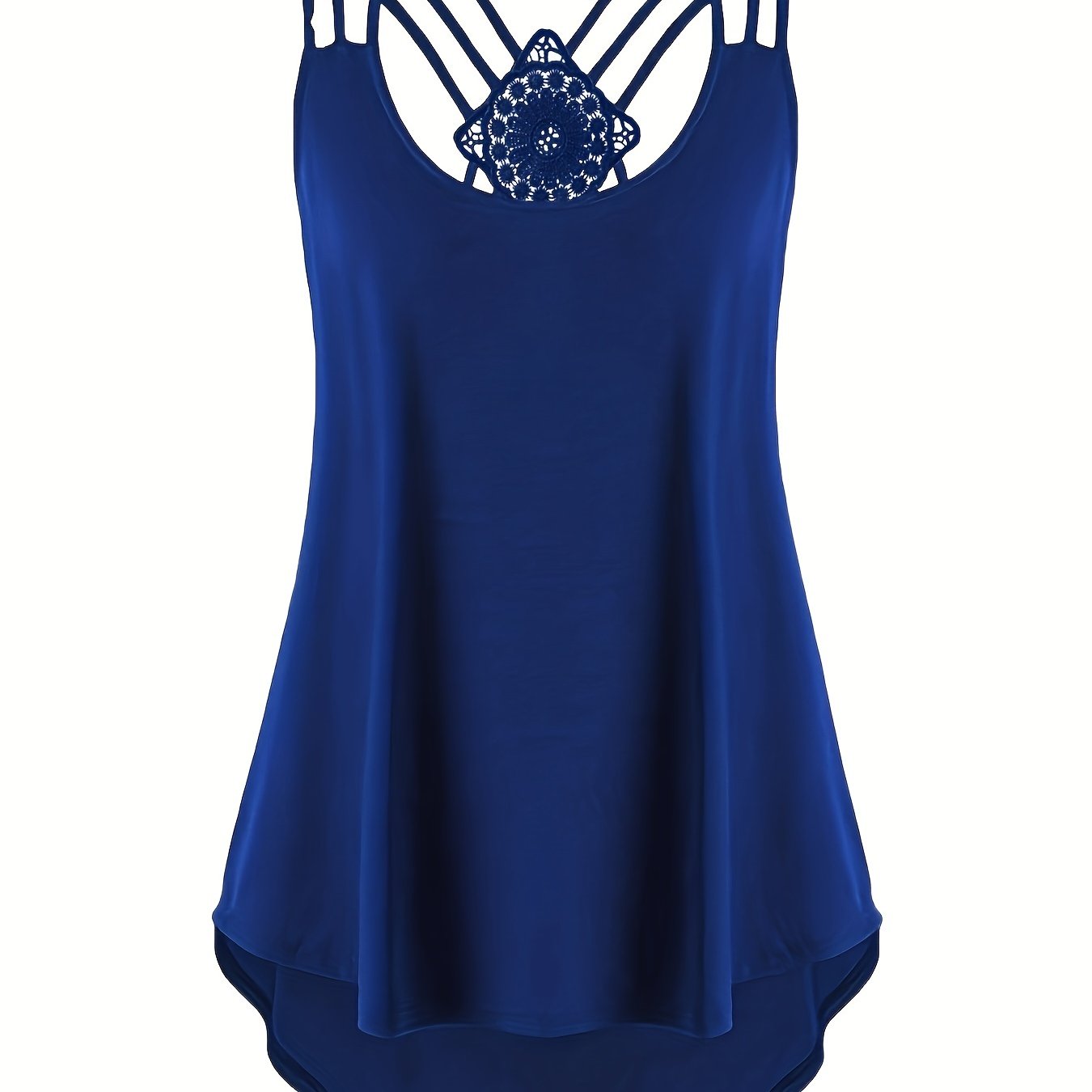 Cross Back Spaghetti Strap Top Crew Neck Sleeveless Cami