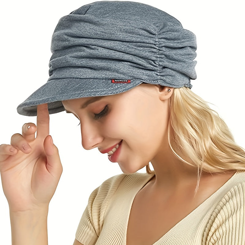 Women's Lightweight Ruched Newsboy Hat Flat Cap