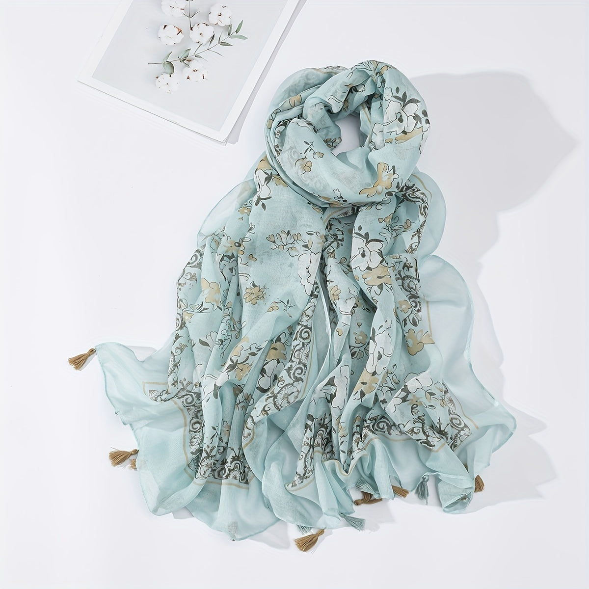 Floral Tassel Scarf Print Breathable Shawl Casual Windproof Headwrap