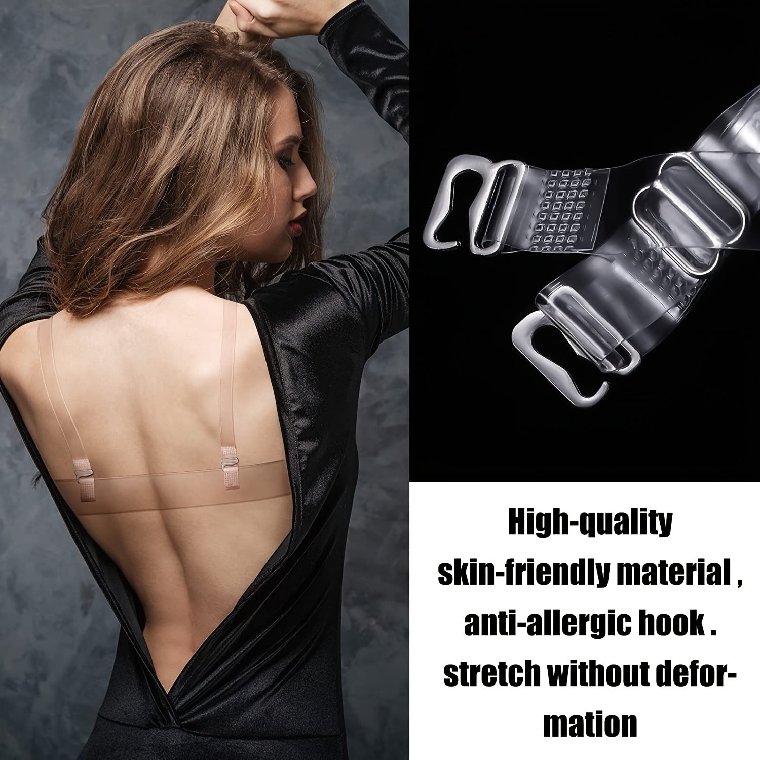 3 Pairs Clear Bra Straps Non Slip Adjustable Shoulder Straps