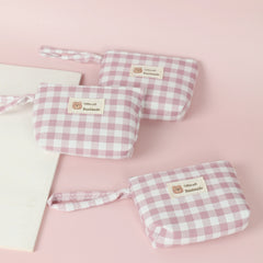 Portable Plaid Cartoon Storage Bag with Rope Handle