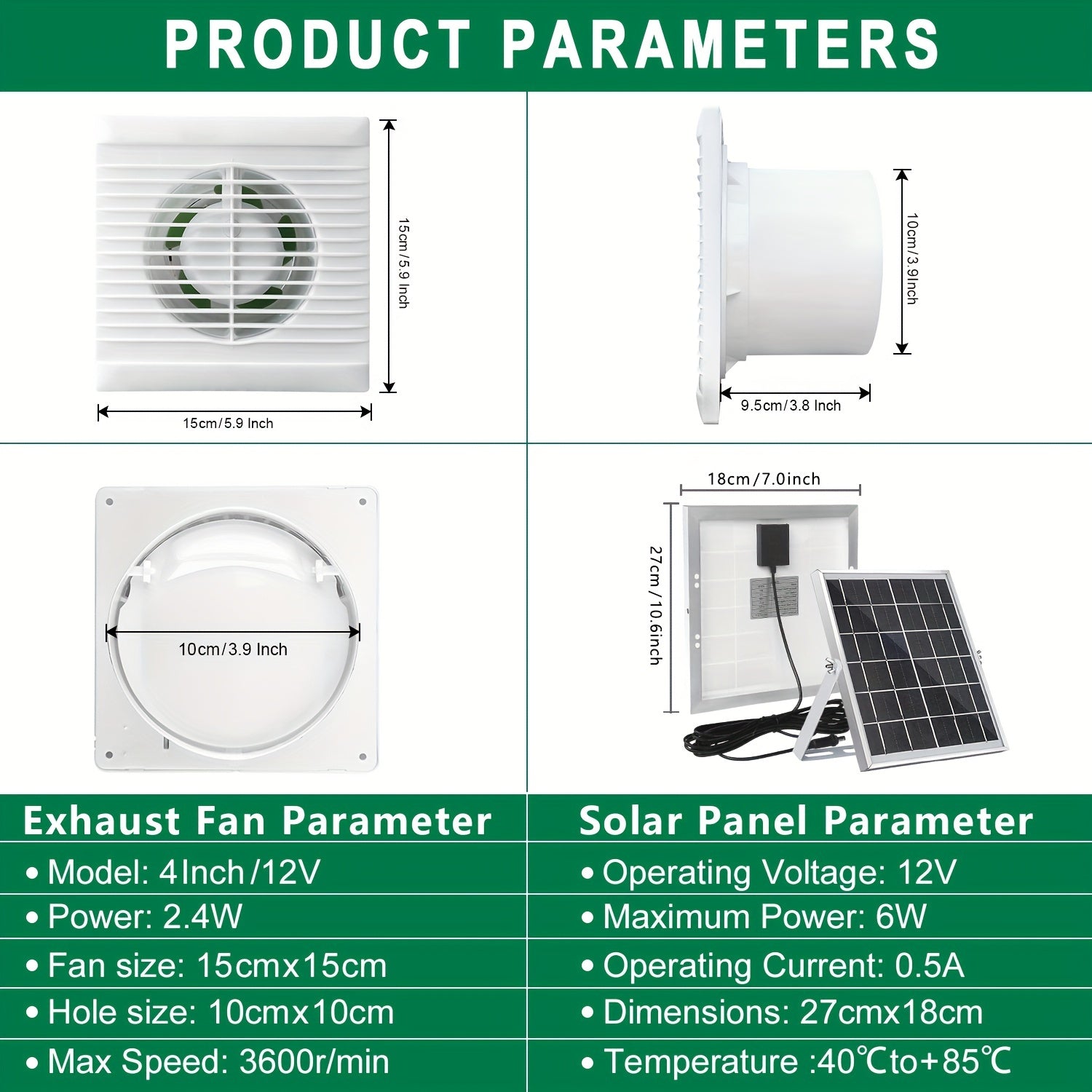 Household Ventilator Fan with Solar Panel