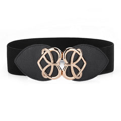 Women Stretchable Elastic Waist Belt with Heart Buckle
