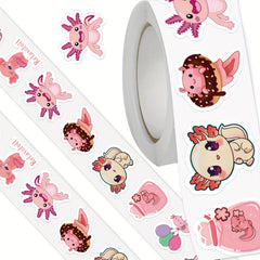 500 Reusable Axolotl Stickers - Vinyl Material