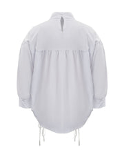  High Neck Lantern Sleeve Ruched Stretch Dress