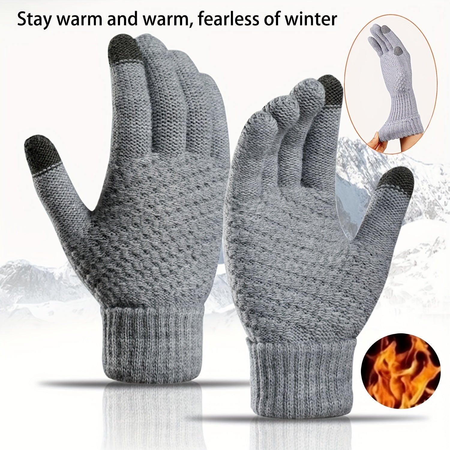 Winter Warm Stretch Knit Gloves Men Women Touch Screen Wool Mittens