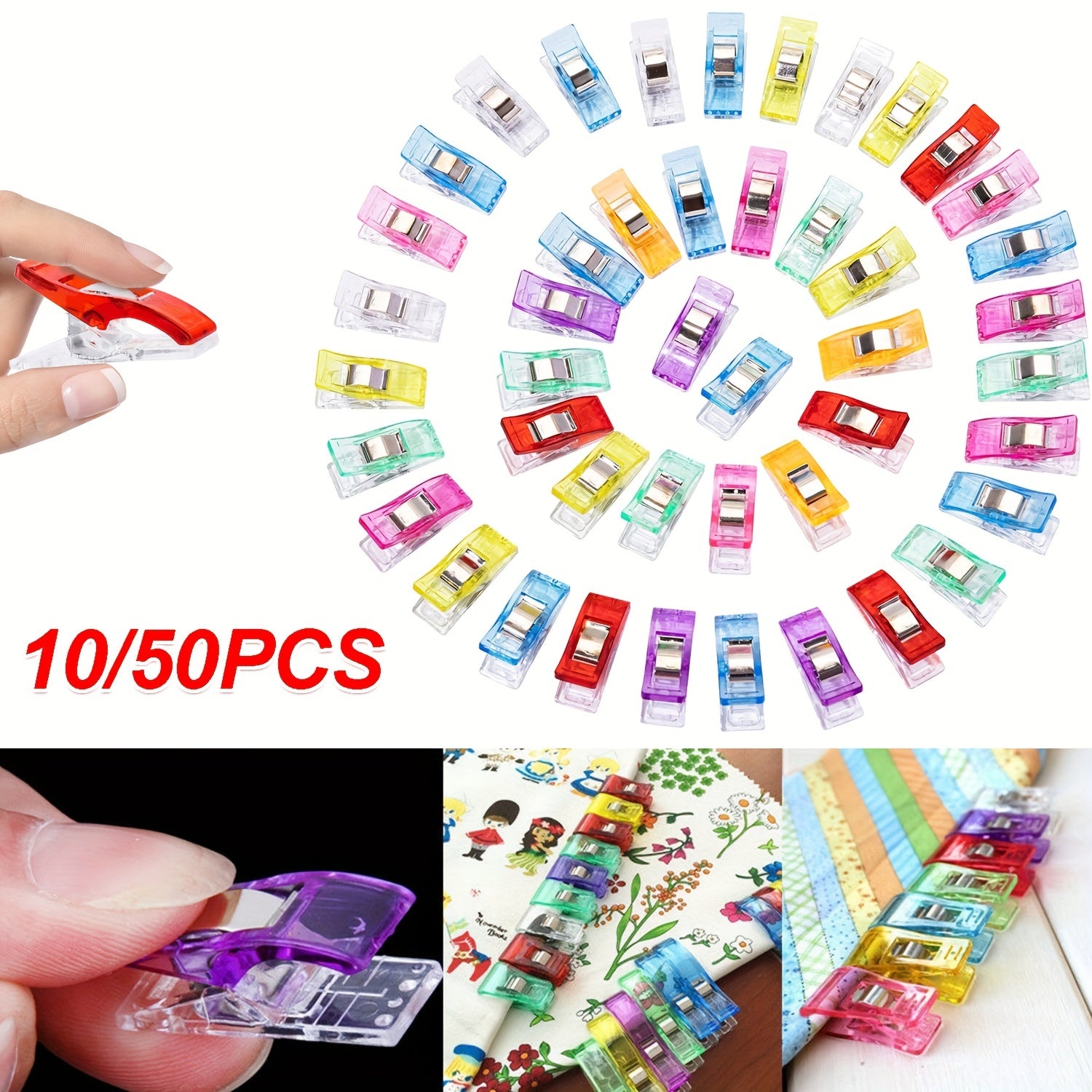 50Pcs Sewing Clips Assorted Bright Colors Quilting Crafting Wonder Clips