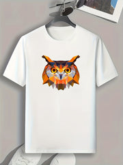 Owl Pattern Print Men's Comfy Sports T shirt Graphic Tee