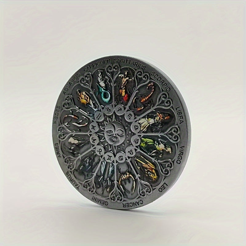 12 Zodiac Smiley Coin Tarot Lucky Coin Sun Moon Sun God Coin