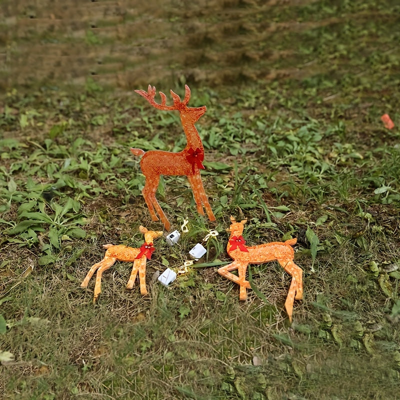 3pcs Lighted Deer Decorations Outdoor Reindeer Ornaments Christmas Glowing Deer