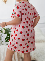  Strawberry Print Short Sleeve Nightdress