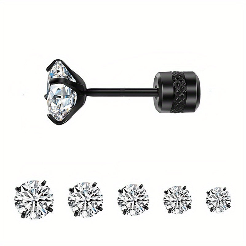 Rainbow Zircon Titanium Steel Stud Earrings Hypoallergenic Spiral Stud Earrings