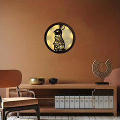 Kids LED Wall Clock Retro Wooden Sign Hanging Light