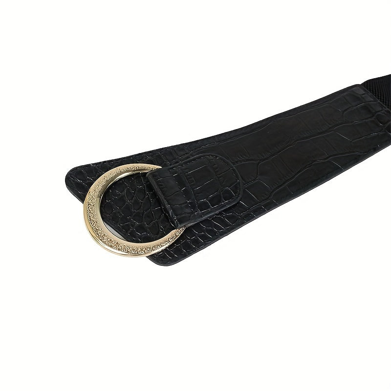 Vintage Wide Belt with Large Pin Buckle for Women