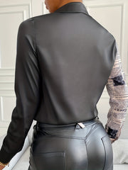  Pop Art Print Long Sleeve Blouse