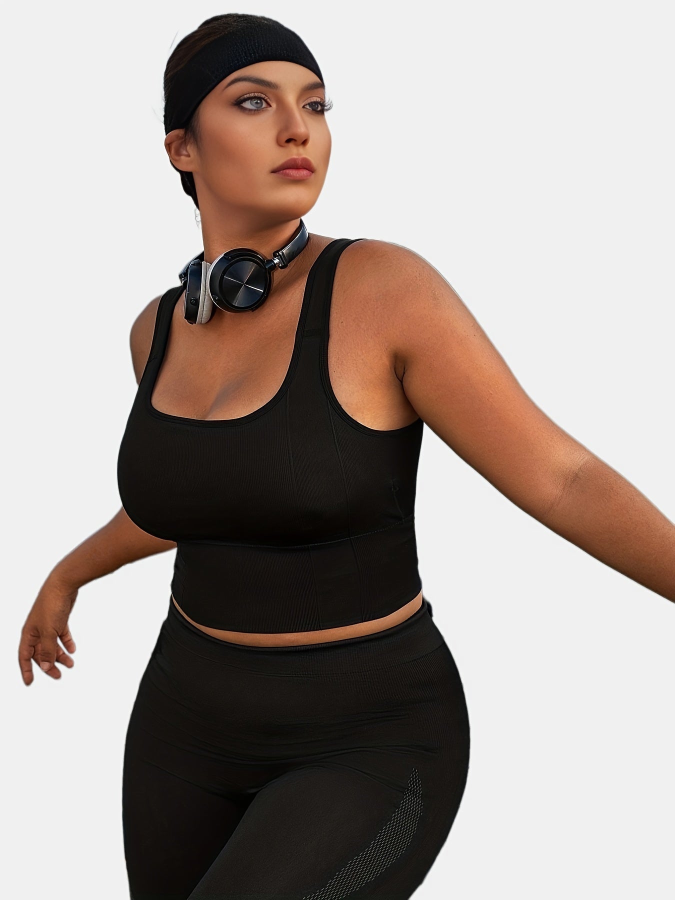  Seamless Ribbed Square Neck Sports Bra