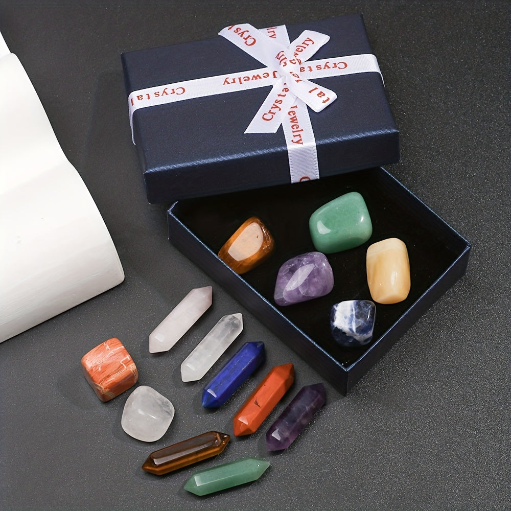 14Pcs Natural Pointed Quartz Crystal Chakra Stones Healing Crystals