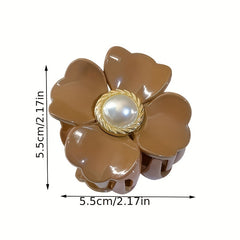 4pcs Faux Pearl Flower Hair Claw - Female Hair Clip