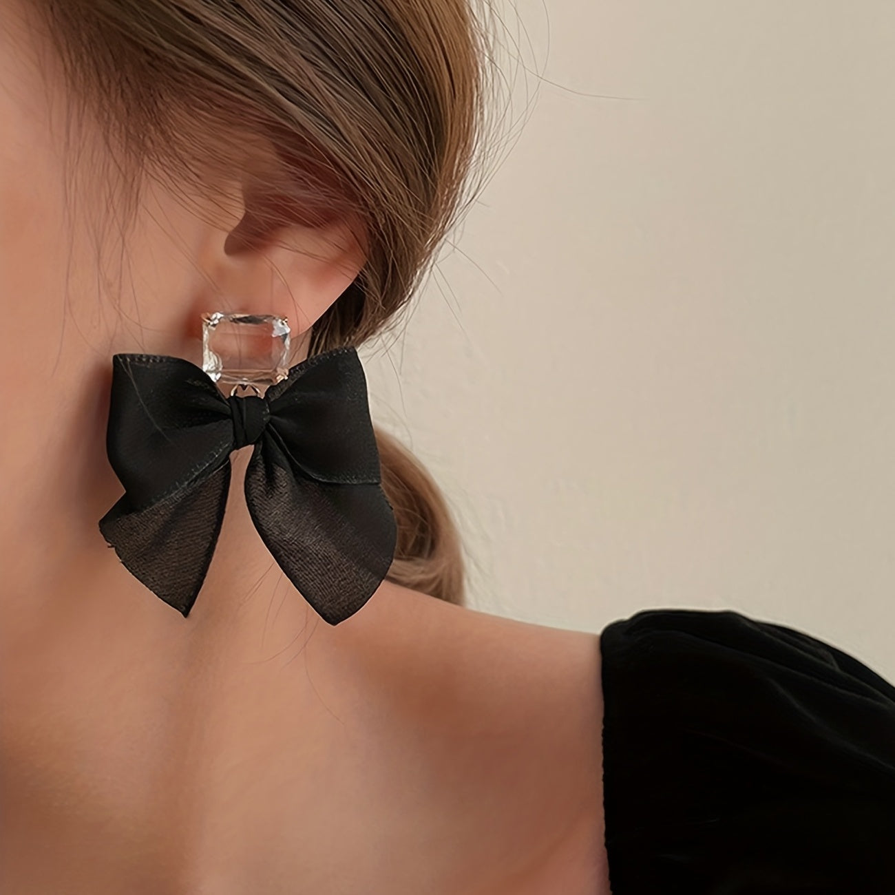 Bow Knot Zircon Stud Earrings Vintage Style Jewelry
