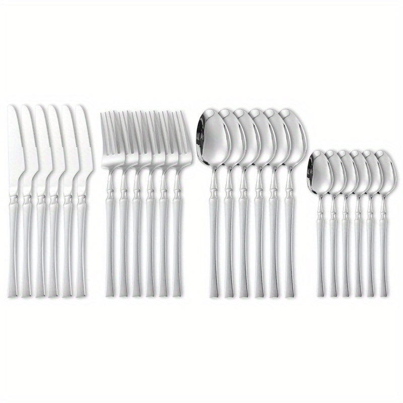 24pcs Stainless Steel Cutlery Set for Dining, Steak, Dessert, Kitchen