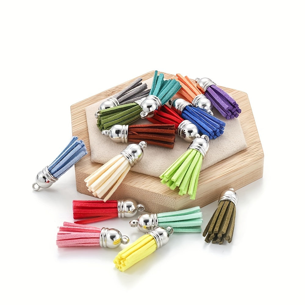 20pcs 38mm Leather Tassel Fringe Keychain Strap Fiber Suede Tassel Key Chains