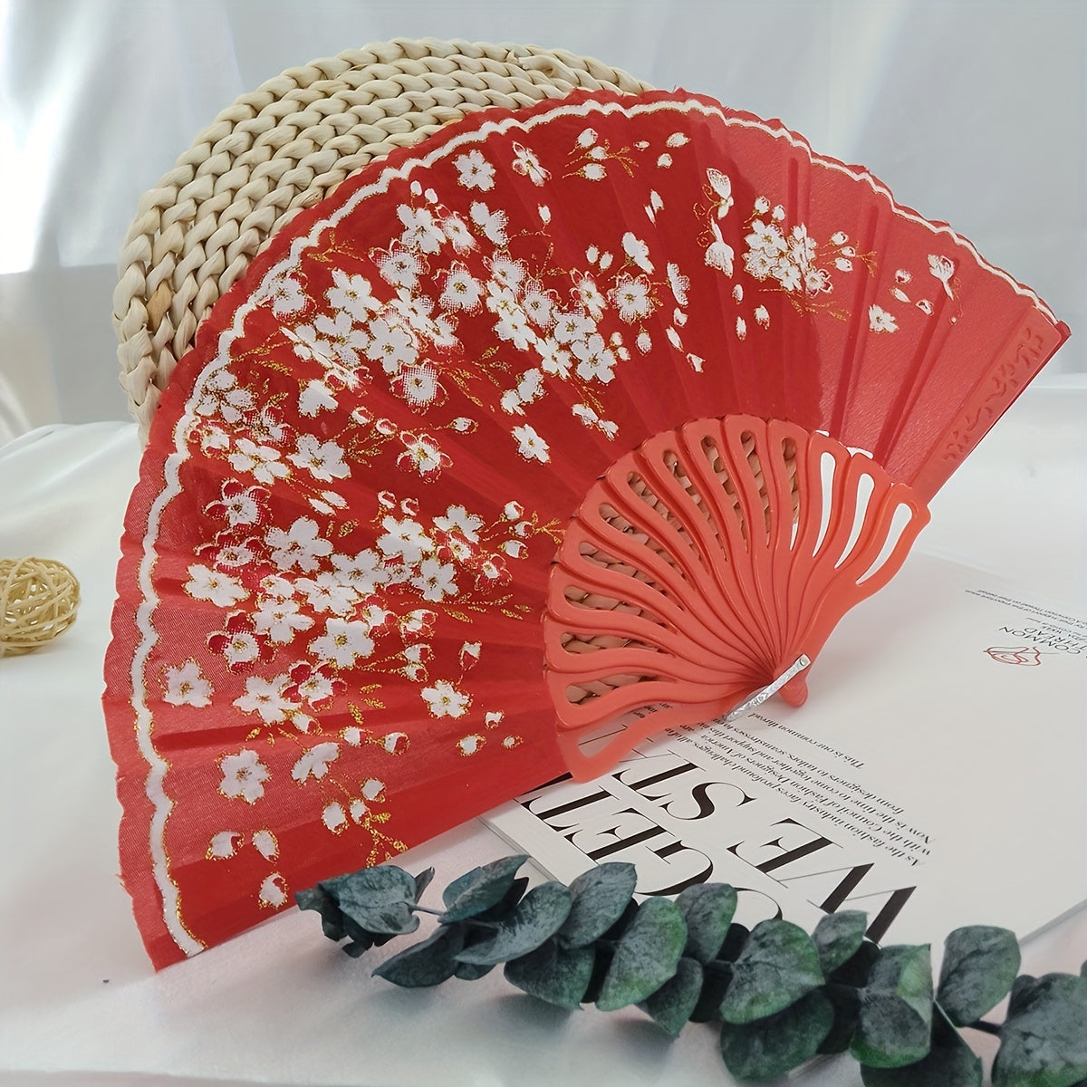 Vintage Flower Folding Fan Dance Performance Prop