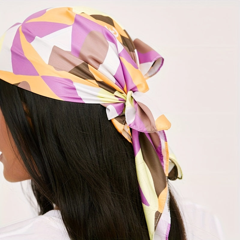 Boho Block Bandana Colorful Headband Retro Headdress Hair Accessories
