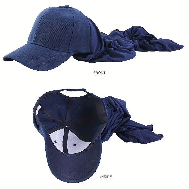 Women Adjustable Baseball Cap With Long Bubble Chiffon Head Wrap Hat And Shawl