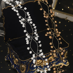 Golden Metal Flower Headband with Crystals