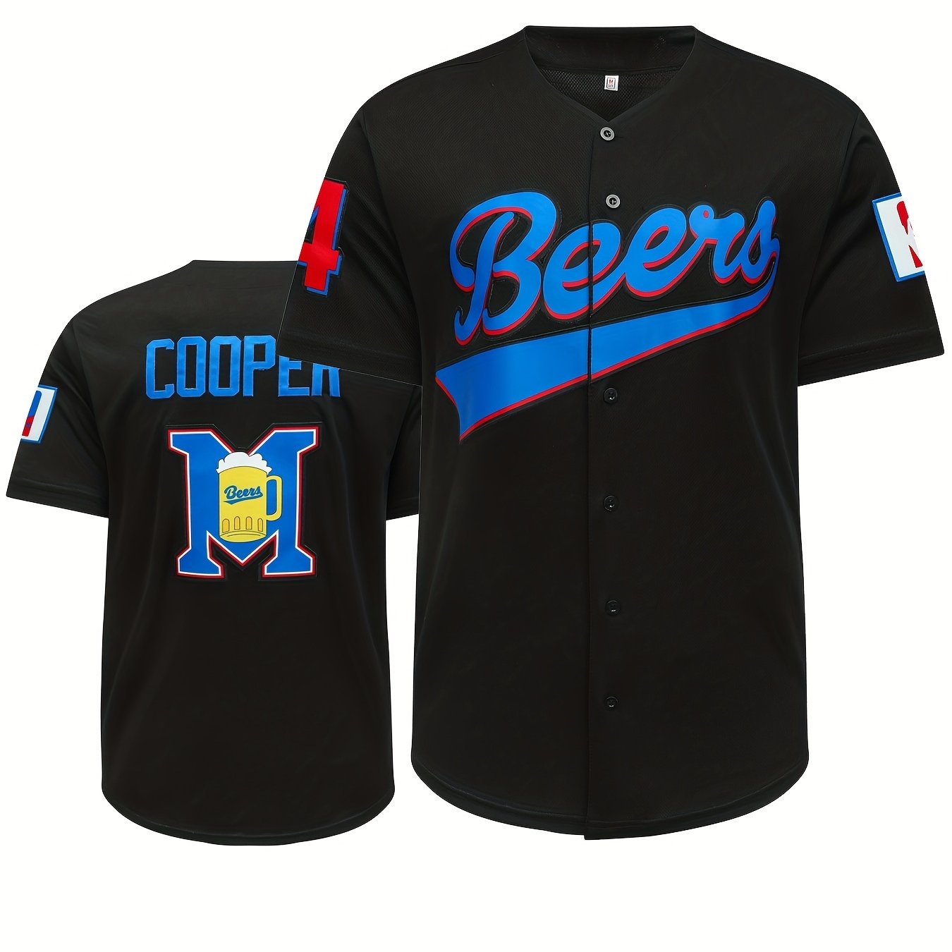 Men's Beer 44 Baseball Jersey Retro Classic Baseball Shirt