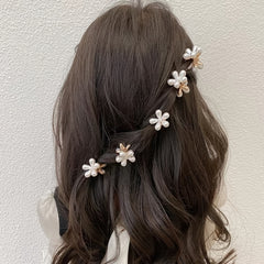 5pcs Mini Pearl Flower Hair Claw Clips Strong Hold Grip Hair Jaw Clip