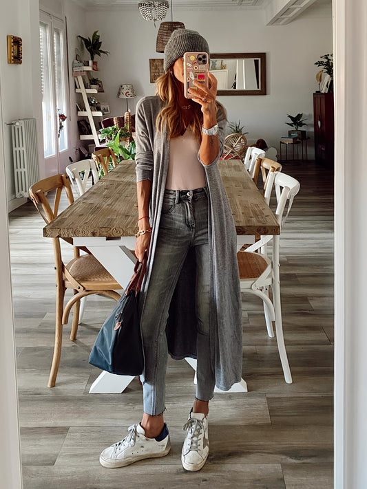  Heathered Long Sleeve Open Front Cardigan