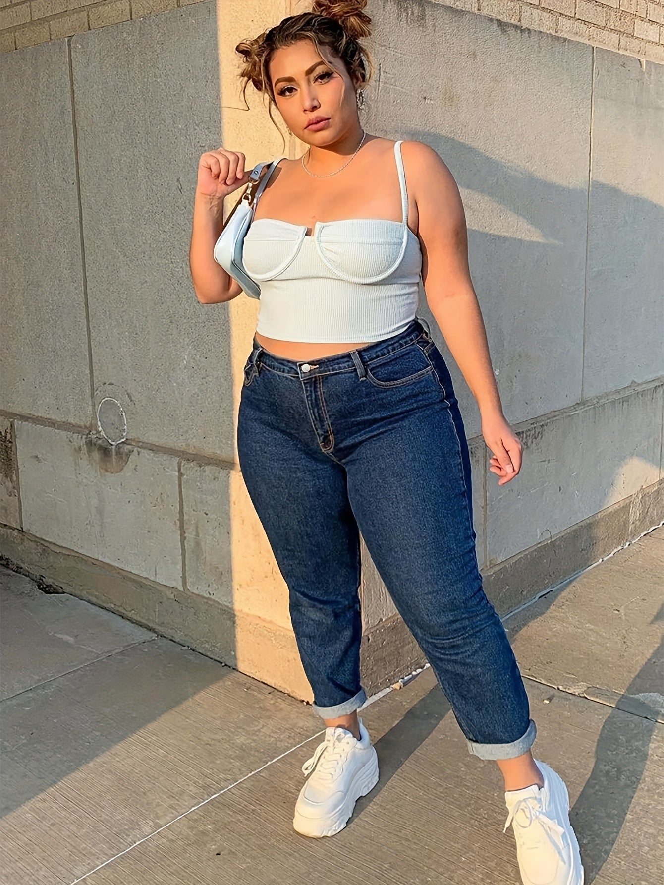  High Rise Straight Leg Jeans