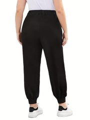 Casual Pants Women's Plus Solid Elastic Waist Medium Stretch Joggers